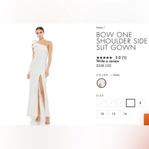 Mac Duggal Bow One Shoulder Side Slit Gown